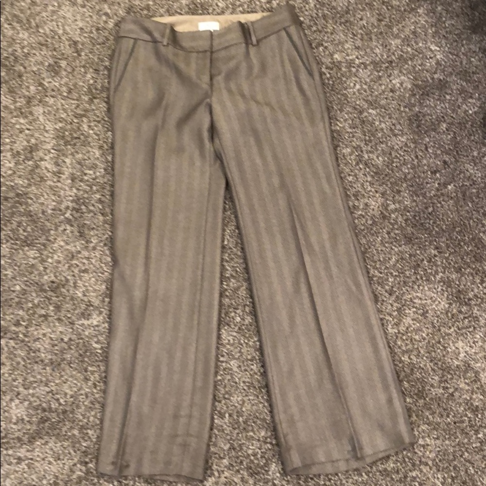 LOFT Marisa tan herringbone trousers